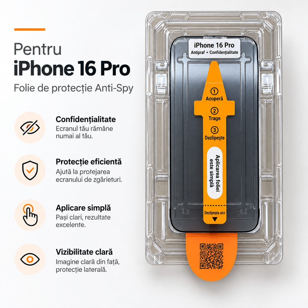Folie iPhone 16 Pro, anti-spion