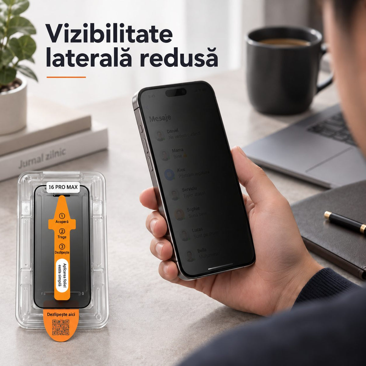 Folie iPhone 16 Pro Max, sticlă securizată