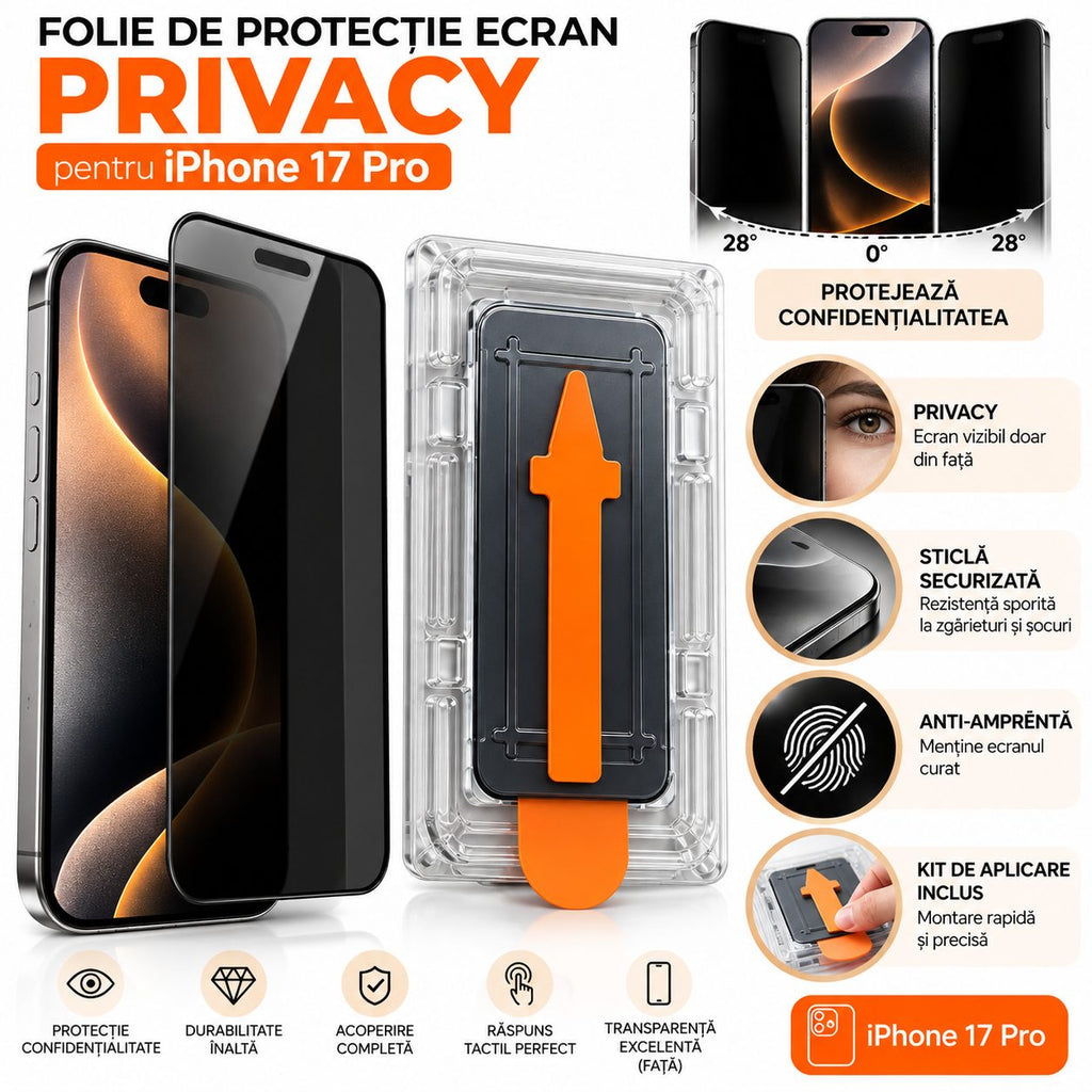 Folie iPhone 17 Pro, anti-spion