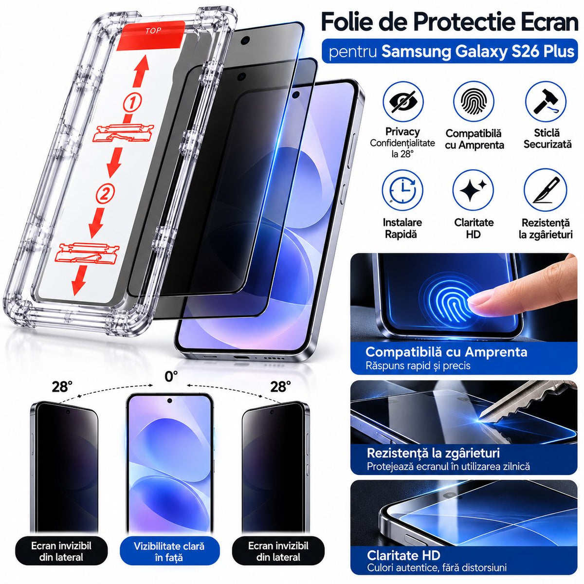 Folie Samsung Galaxy S26 Plus, anti-spion