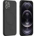 Husă iPhone 11, magnetică MagSafe, silicon, cu decupaj pe fiecare cameră, negru
