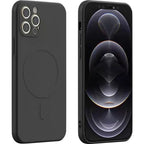 Husă iPhone 11, magnetică MagSafe, silicon, cu decupaj pe fiecare cameră, negru