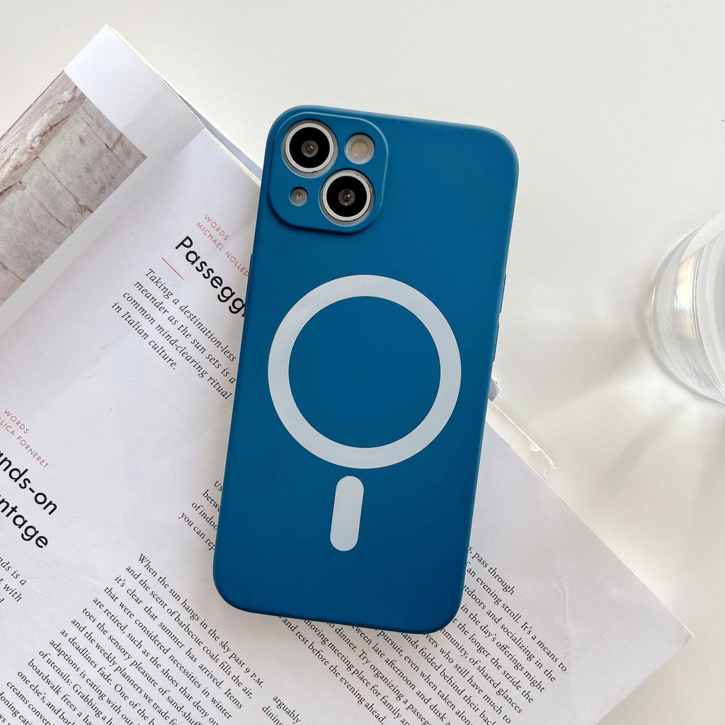 Husă iPhone 11, magnetică MagSafe, silicon, cu protecție pentru cameră, albastru
