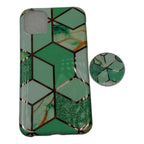 Husă iPhone 11, marmorată, cu suport inclus, verde
