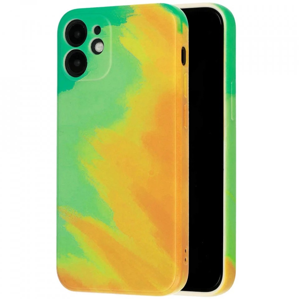 Husă iPhone 11, ombre, verde/galben
