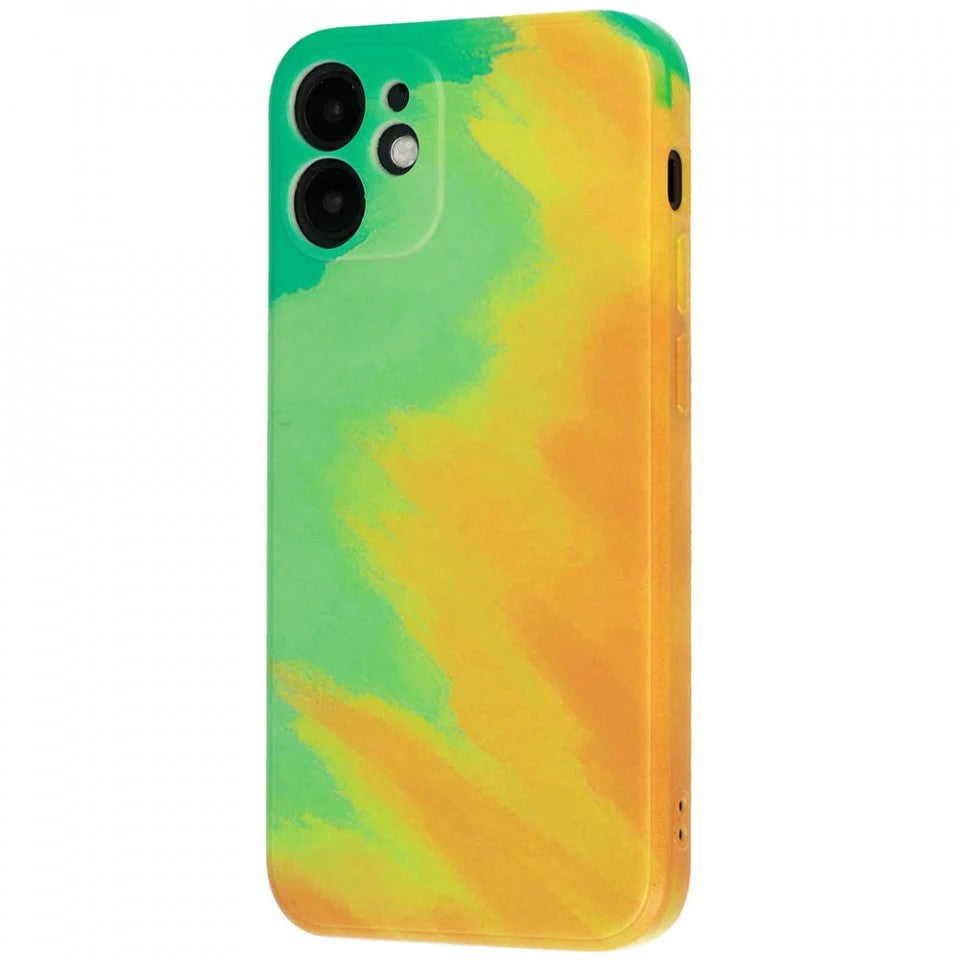 Husă iPhone 11, ombre, verde/galben