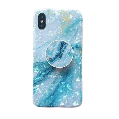 Husă iPhone 11 Pro, marmorată, cu suport inclus, albastru