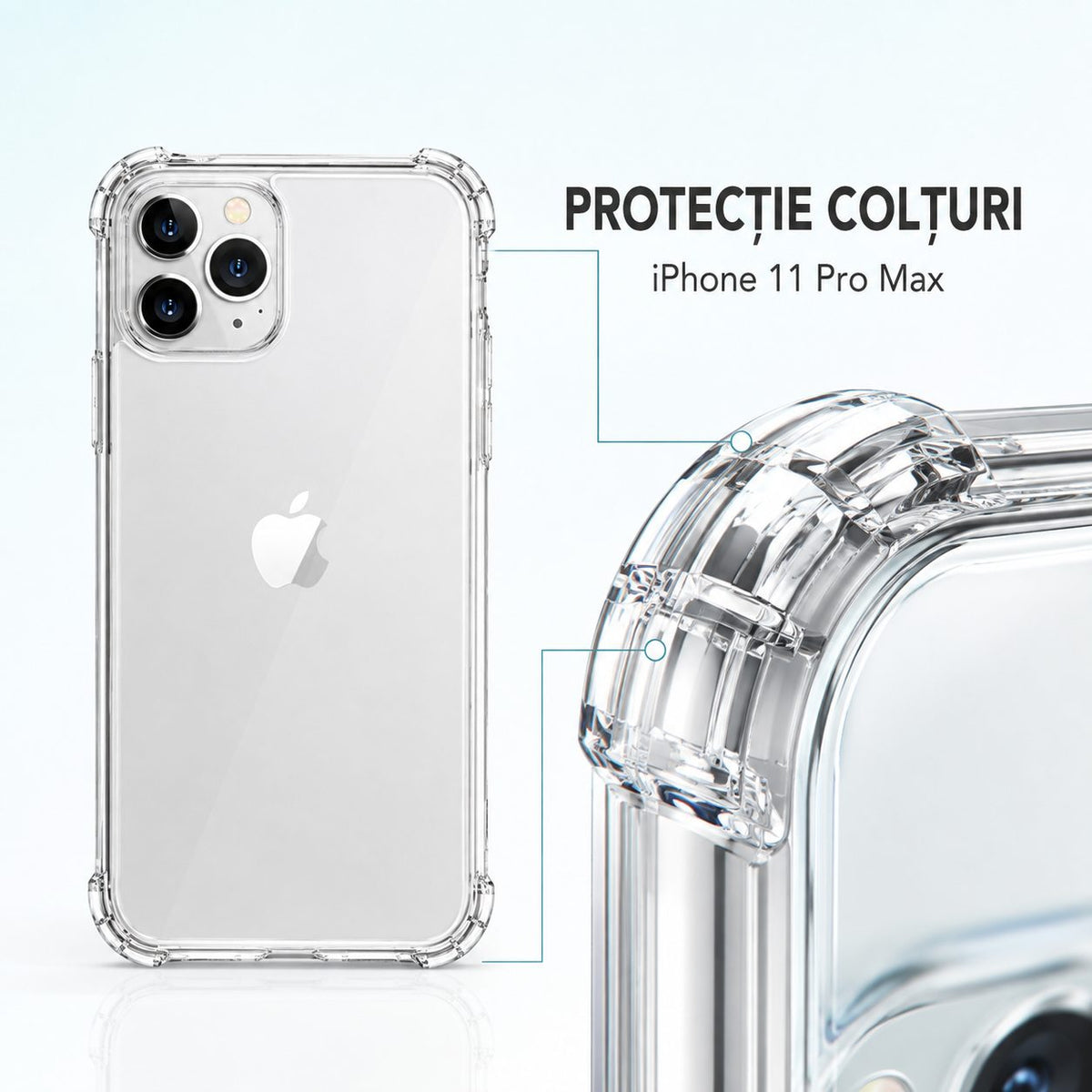Husă iPhone 11 Pro Max, antișoc, transparent
