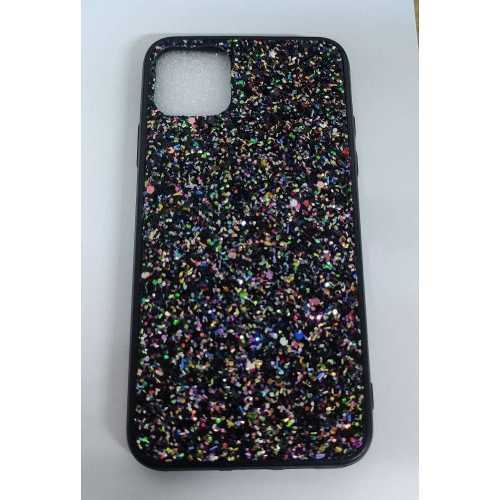 Husă iPhone 11 Pro Max, cu sclipici, din TPU, cu paiete multicolore, negru