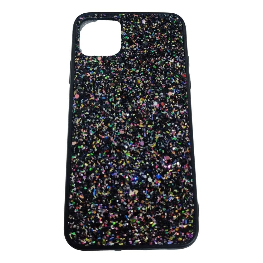 Husă iPhone 11 Pro Max, cu sclipici, din TPU, cu paiete multicolore, negru
