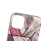 Husă iPhone 11 Pro Max, marmorată, cu model geometric, alb