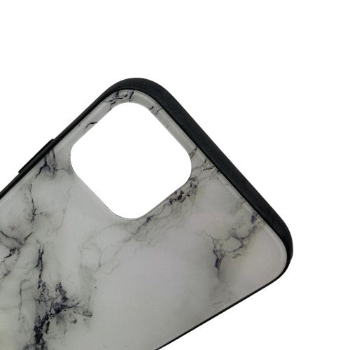 Husă iPhone 11 Pro Max, marmorată, din acril și TPU, alb
