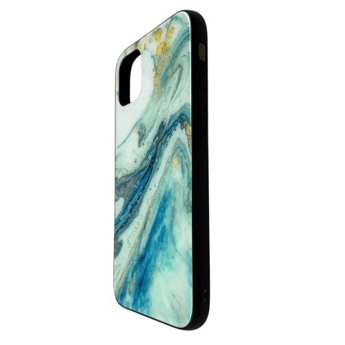 Husă iPhone 11 Pro Max, marmorată, din acril și TPU, albastru