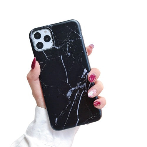 Husă iPhone 11 Pro Max, marmorată, din acril și TPU, negru