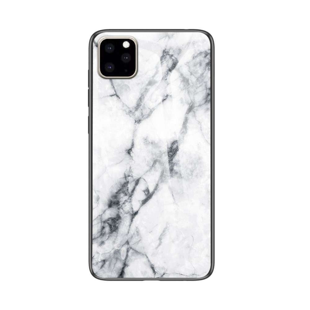 Husă iPhone 11 Pro Max, marmorată, din sticlă, alb