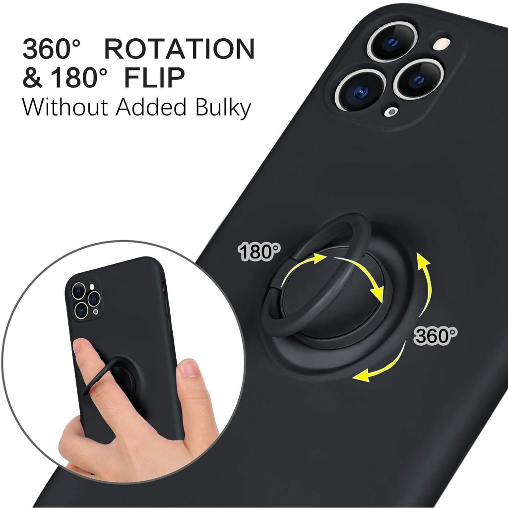 Husă iPhone 11 Pro Max, silicon cu inel, negru