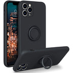 Husă iPhone 11 Pro, silicon cu inel, negru