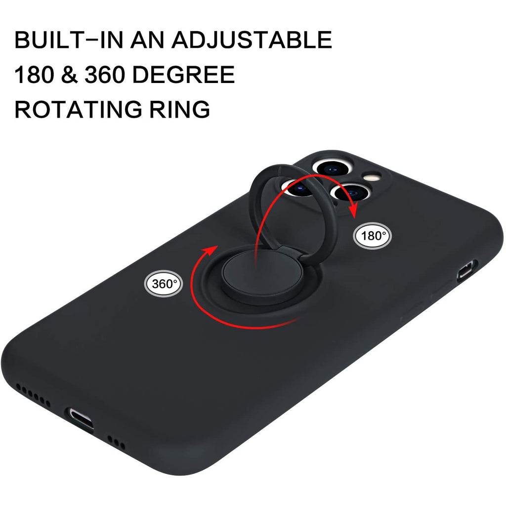 Husă iPhone 11 Pro, silicon cu inel, negru