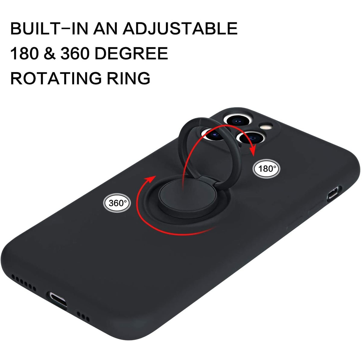 Husă iPhone 11 Pro, silicon cu inel, negru