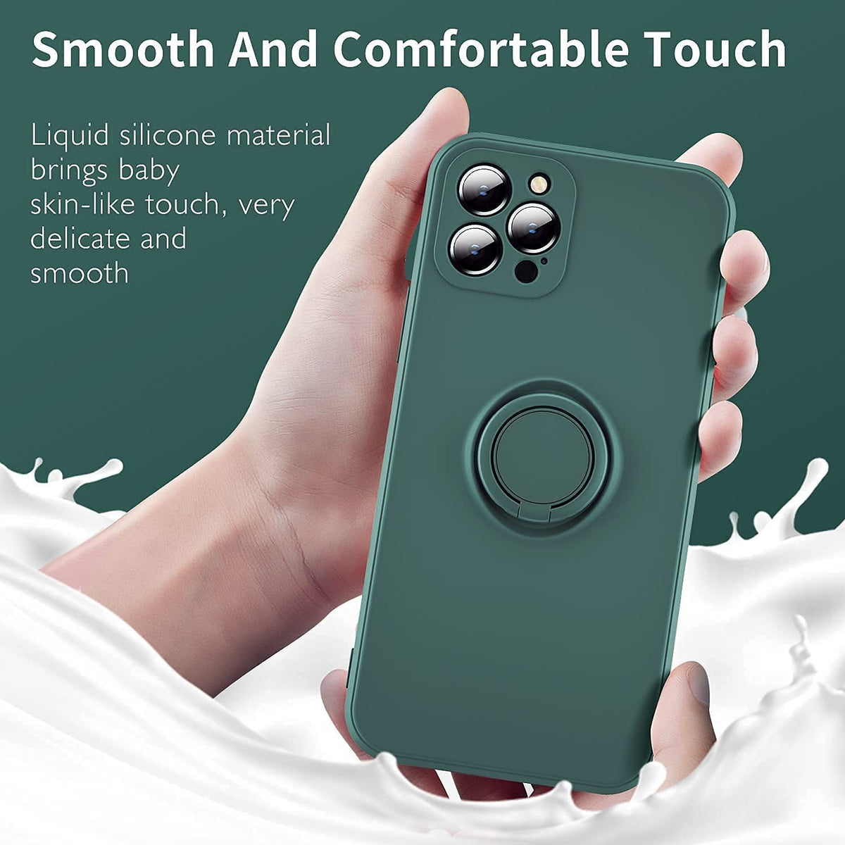 Husă iPhone 11 Pro, silicon cu inel, verde