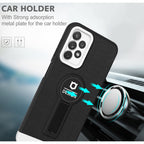 Husă iPhone 11, tip armură, cu stand și suport magnetic auto, negru/alb
