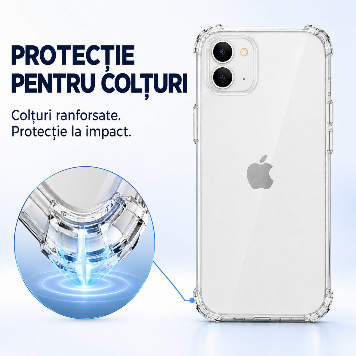 Husă iPhone 12, antișoc, transparent
