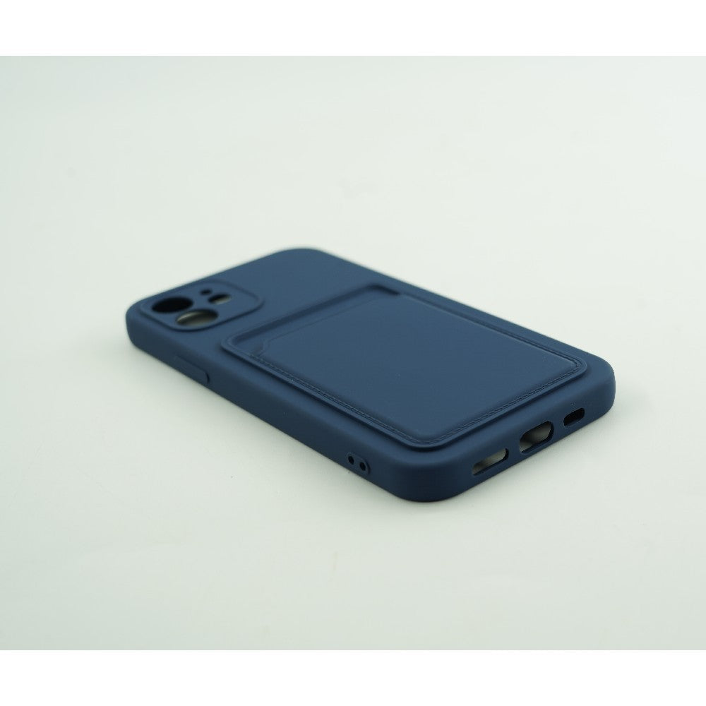 Husă iPhone 12, cu buzunar pentru card, albastru