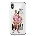 Husă iPhone 12, din sticlă, cu imprimeu, mama of drama