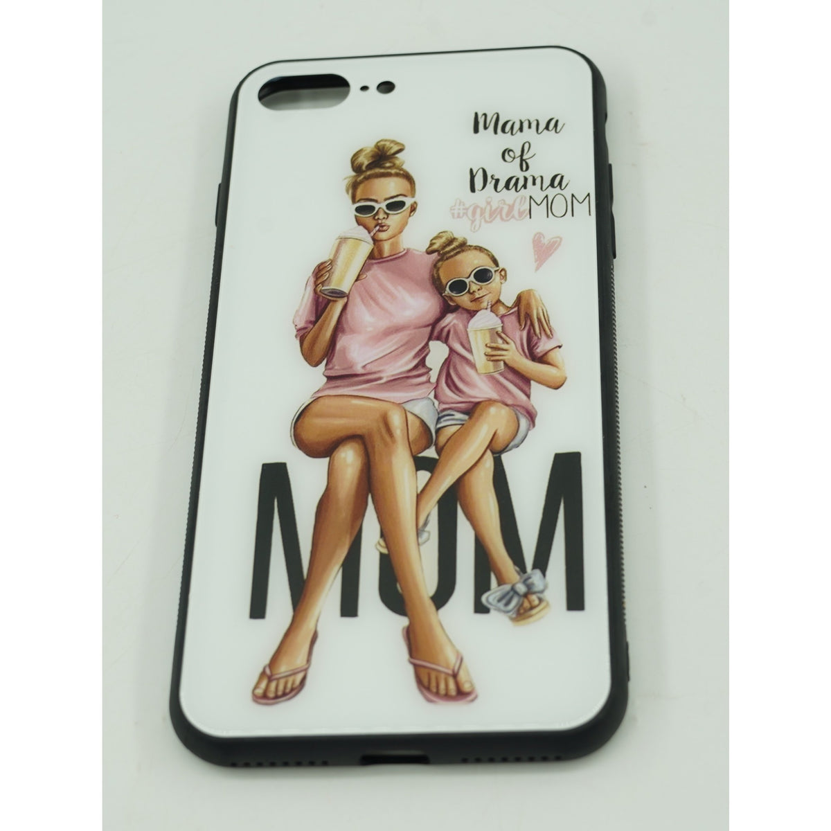 Husă iPhone 12, din sticlă, cu imprimeu, mama of drama