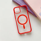 Husă iPhone 12, magnetică MagSafe, mată translucidă, roșu