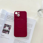 Husă iPhone 12, magnetică MagSafe, silicon, cu decupaj pe fiecare cameră, visiniu