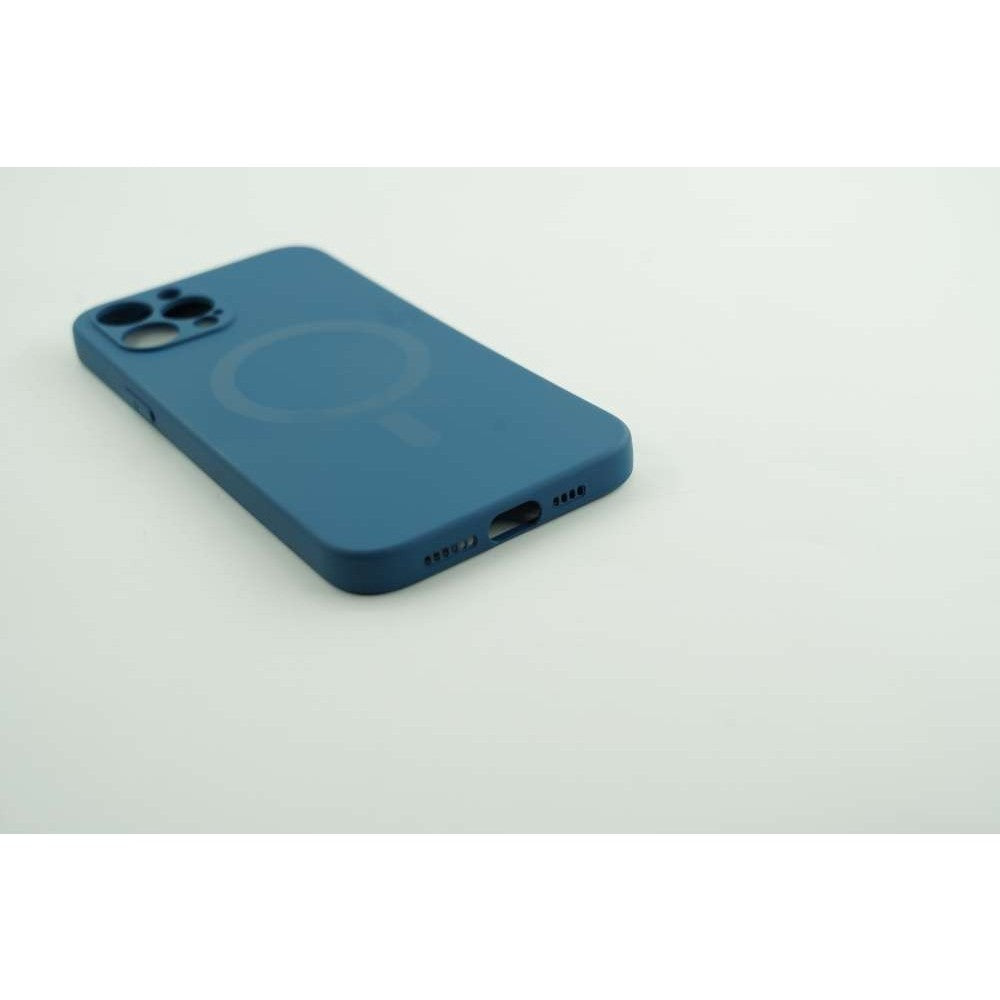 Husă iPhone 12, magnetică MagSafe, silicon, cu inel-suport, albastru