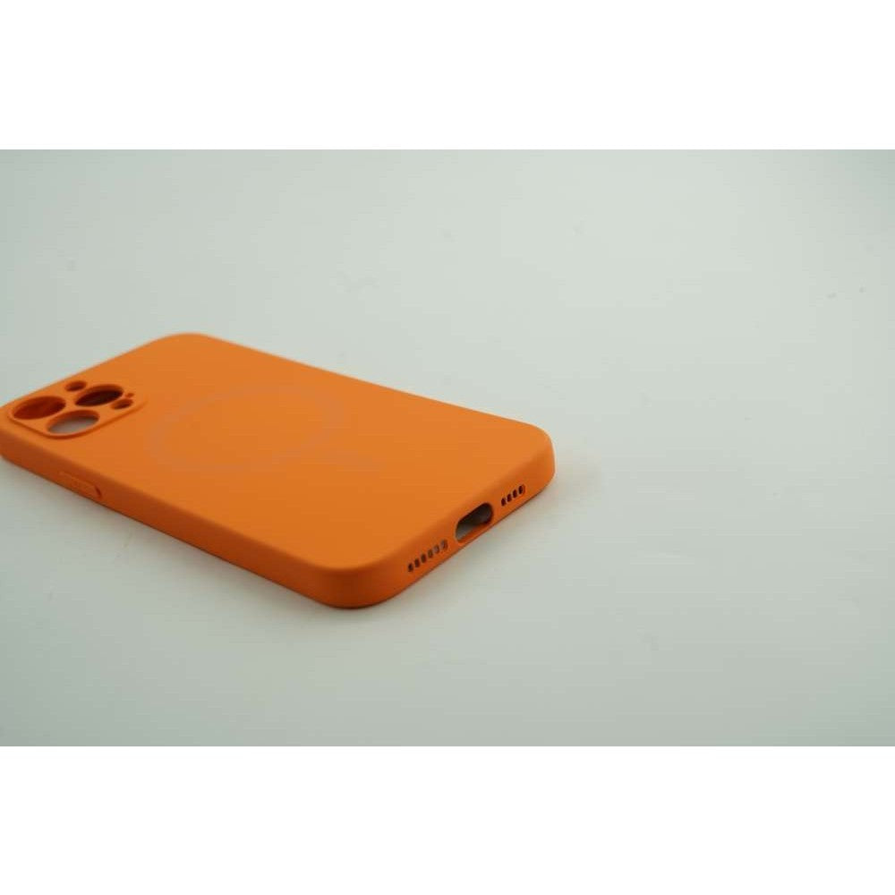 Husă iPhone 12, magnetică MagSafe, silicon, cu inel-suport, portocaliu
