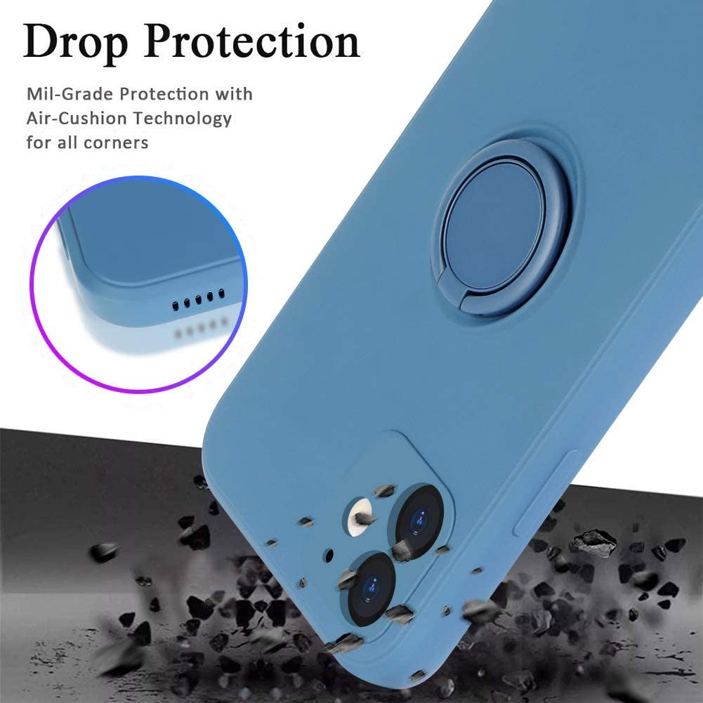 Husă iPhone 12 Mini, silicon cu inel, albastru