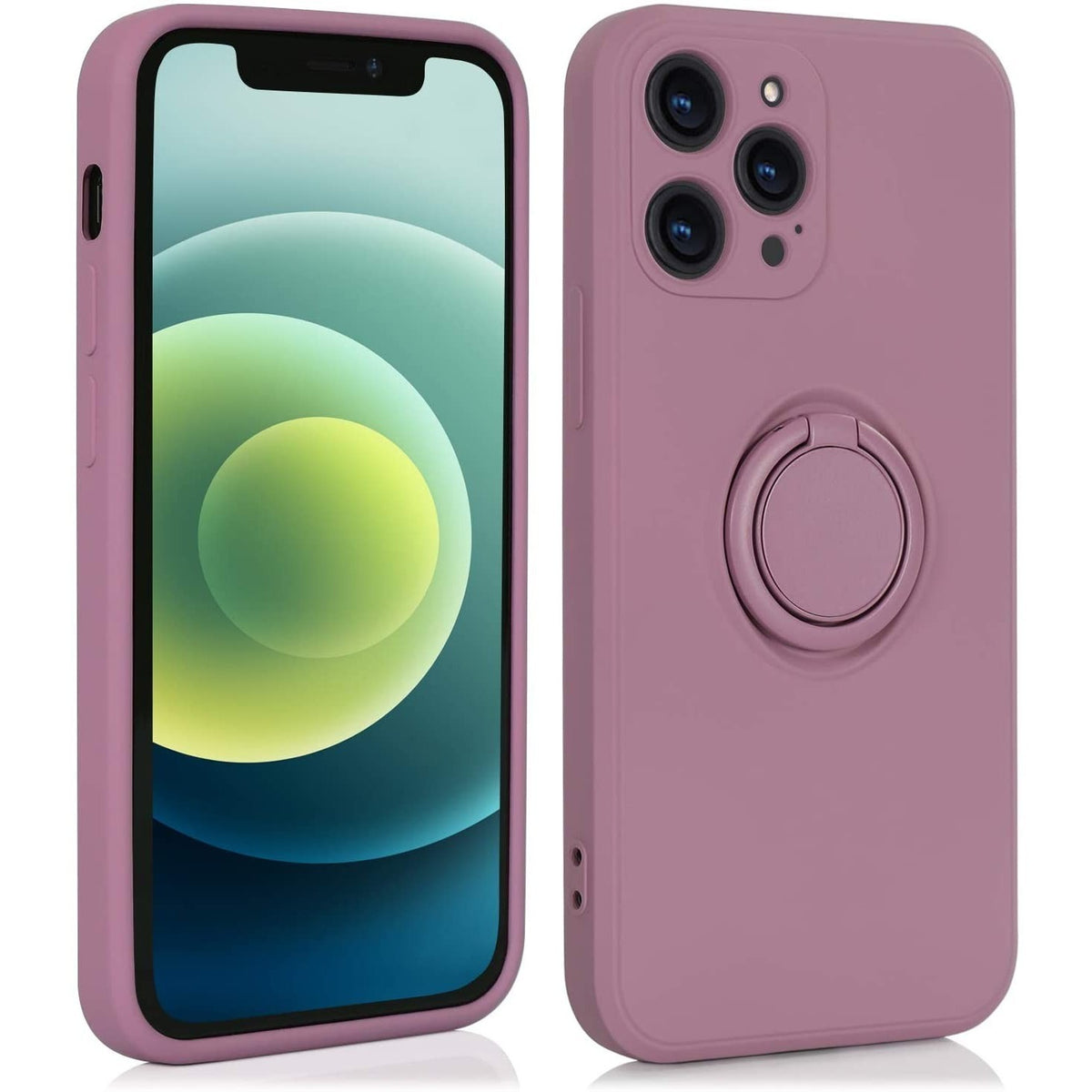 Husă iPhone 12 Mini, silicon cu inel, mov