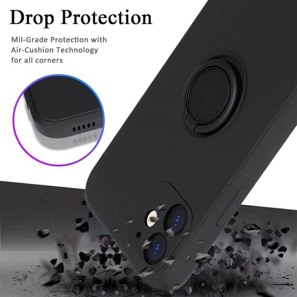 Husă iPhone 12 Mini, silicon cu inel, negru