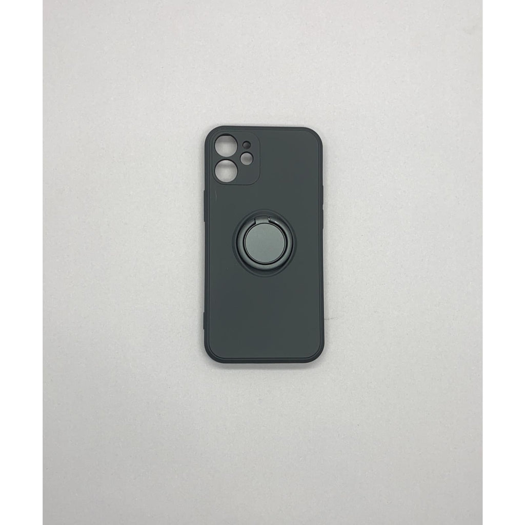 Husă iPhone 12 Mini, silicon cu inel, negru