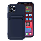 Husă iPhone 12 Pro, cu buzunar pentru card, albastru închis