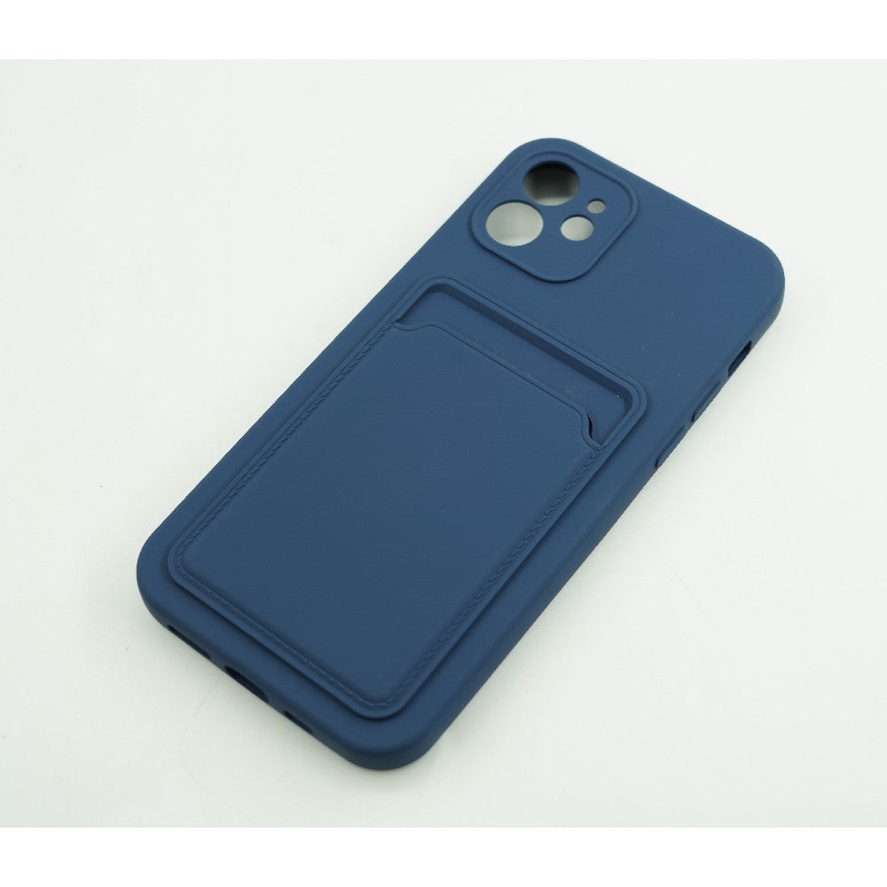 Husă iPhone 12 Pro, cu buzunar pentru card, albastru închis