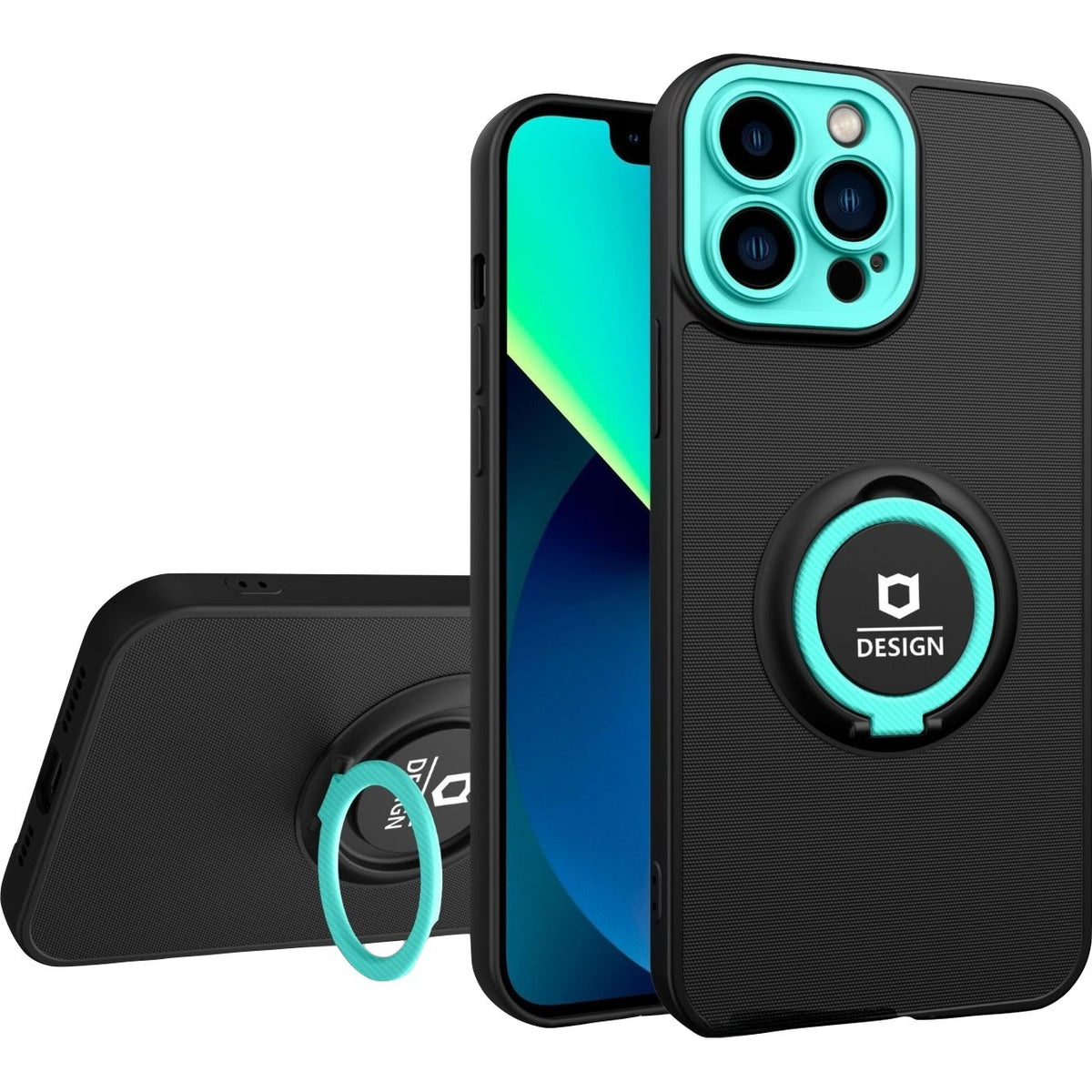 Husă iPhone 12 Pro, cu protecție pentru camere, negru/albastru
