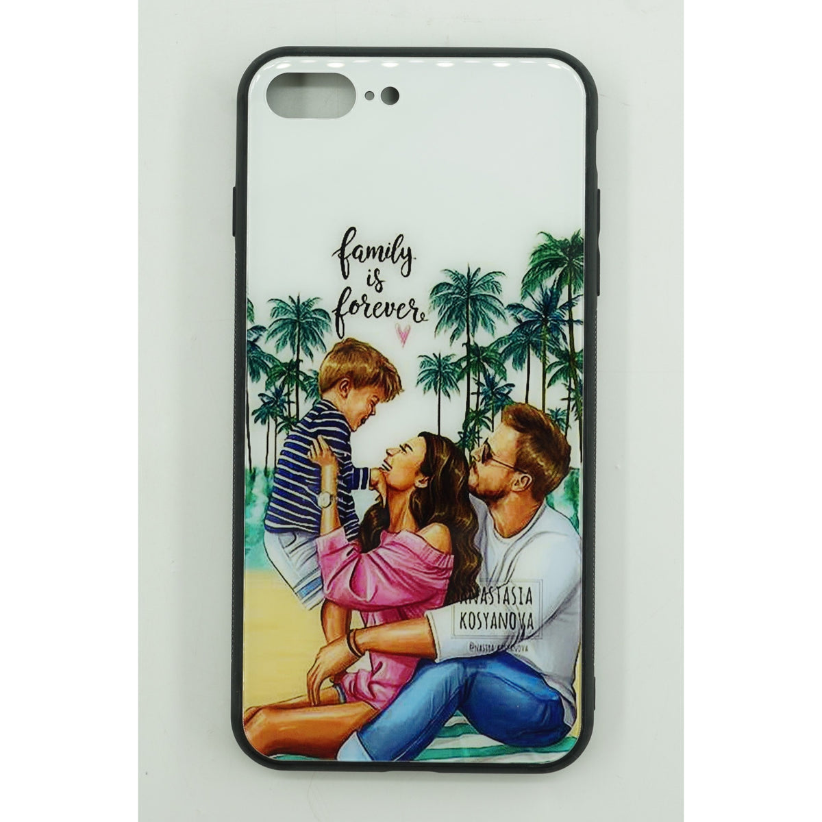 Husă iPhone 12 Pro, din sticlă, cu imprimeu, family is forever