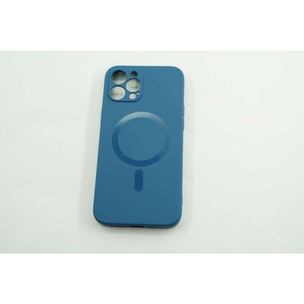 Husă iPhone 12 Pro, magnetică MagSafe, silicon, cu inel-suport, albastru închis