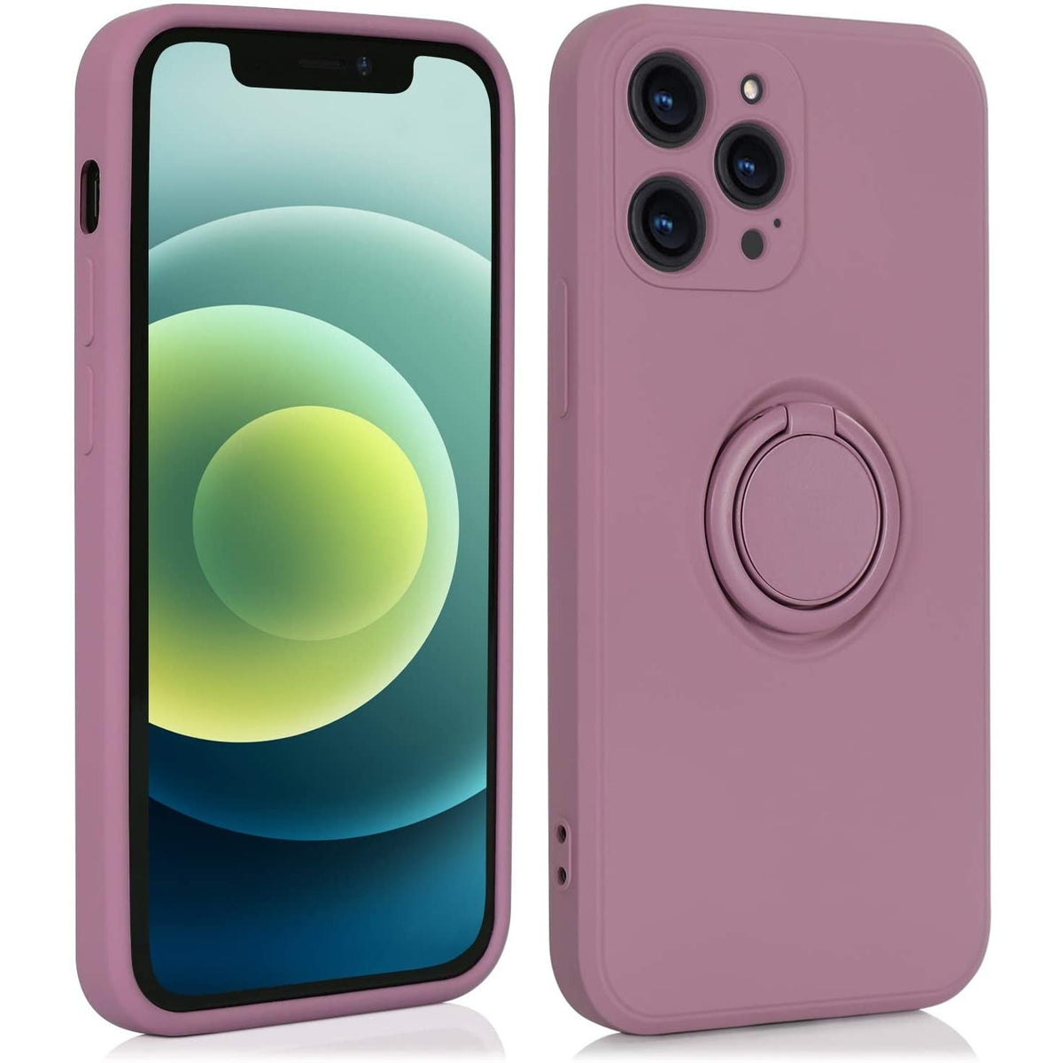Husă iPhone 12 Pro Max, silicon cu inel, mov