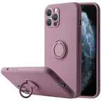 Husă iPhone 12 Pro, silicon cu inel, mov