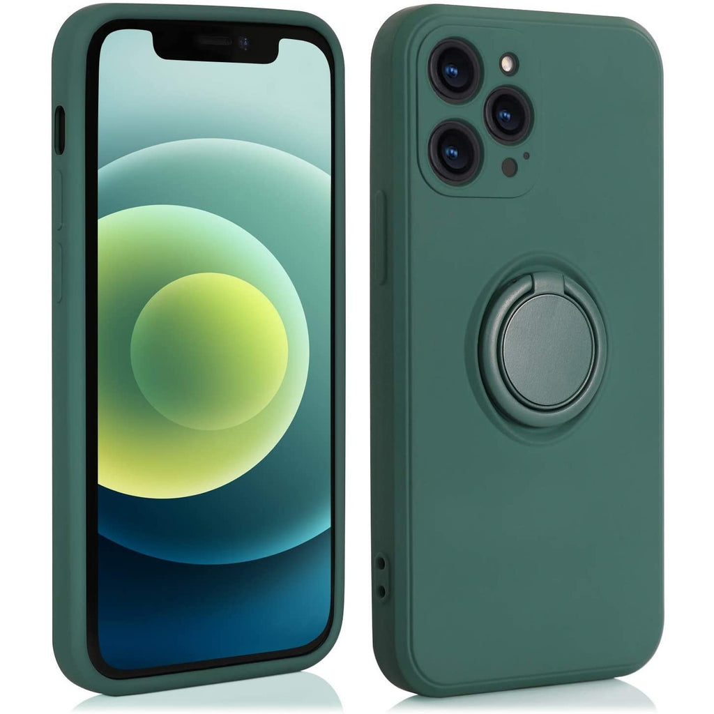 Husă iPhone 12 Pro, silicon cu inel, verde