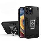 Husă iPhone 12 Pro, ultra-rezistentă cu suport, hibridă, cu inel-suport, negru