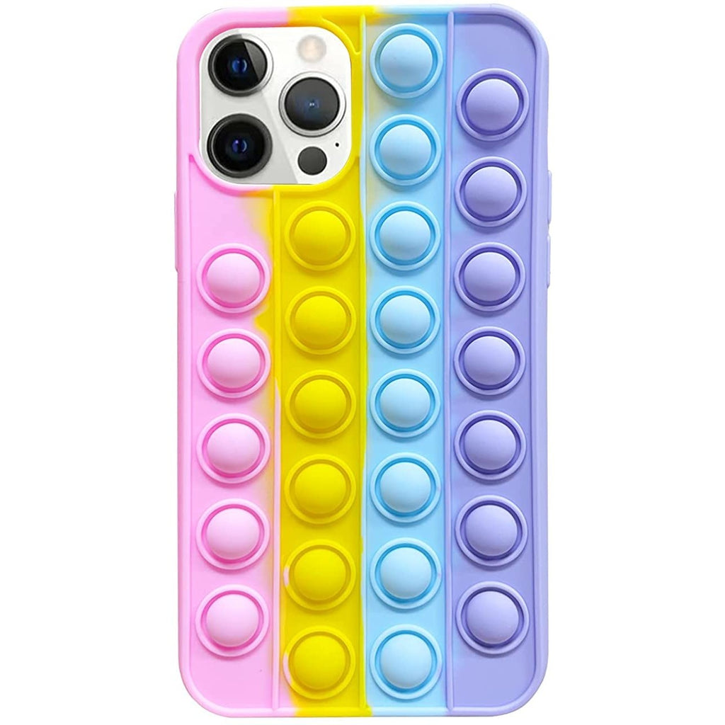 Husă iPhone 13, cu bule anti-stres, multicolor