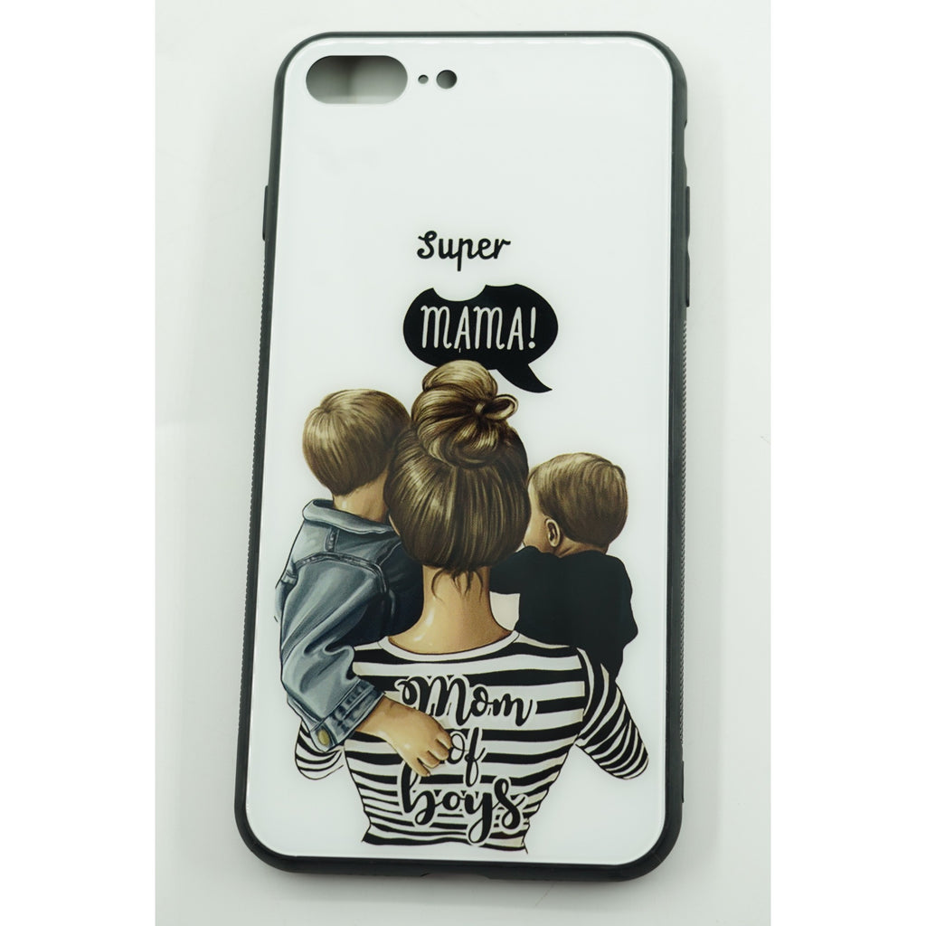 Husă iPhone 13, din sticlă, cu imprimeu, super mom