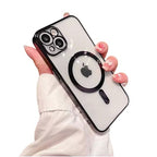 Husă iPhone 13, magnetică MagSafe, ramă metalizată, negru
