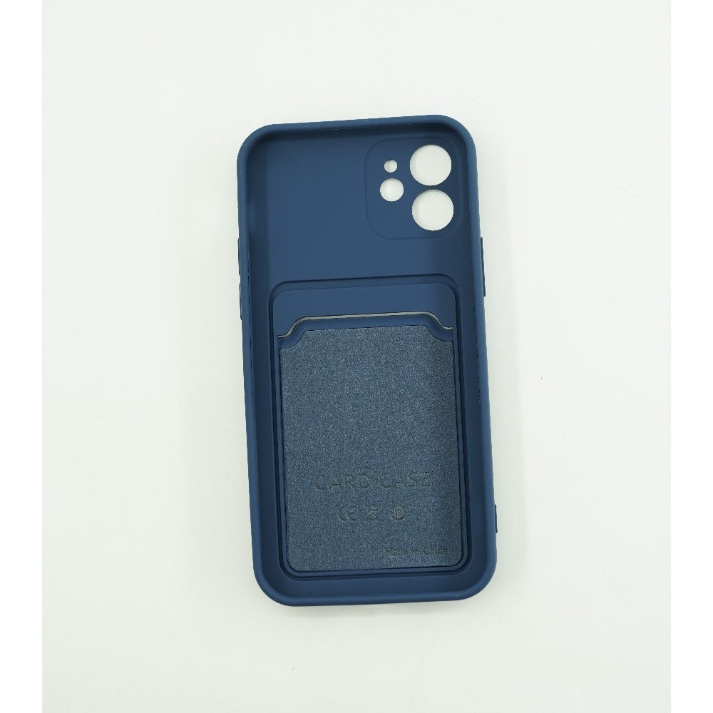 Husă iPhone 13 Mini, cu buzunar pentru card, albastru închis